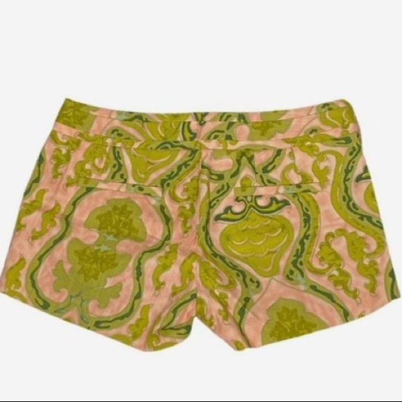 J.CREW Y2K 2000s Pink Green Paisley Baroque Shorts 4 style 13017 - Picture 2 of 3
